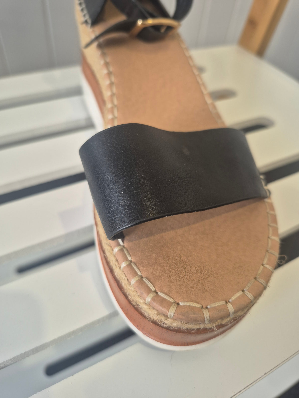 LAT04 -NOVO Black Espadrille Wedge Sandals – Size 9