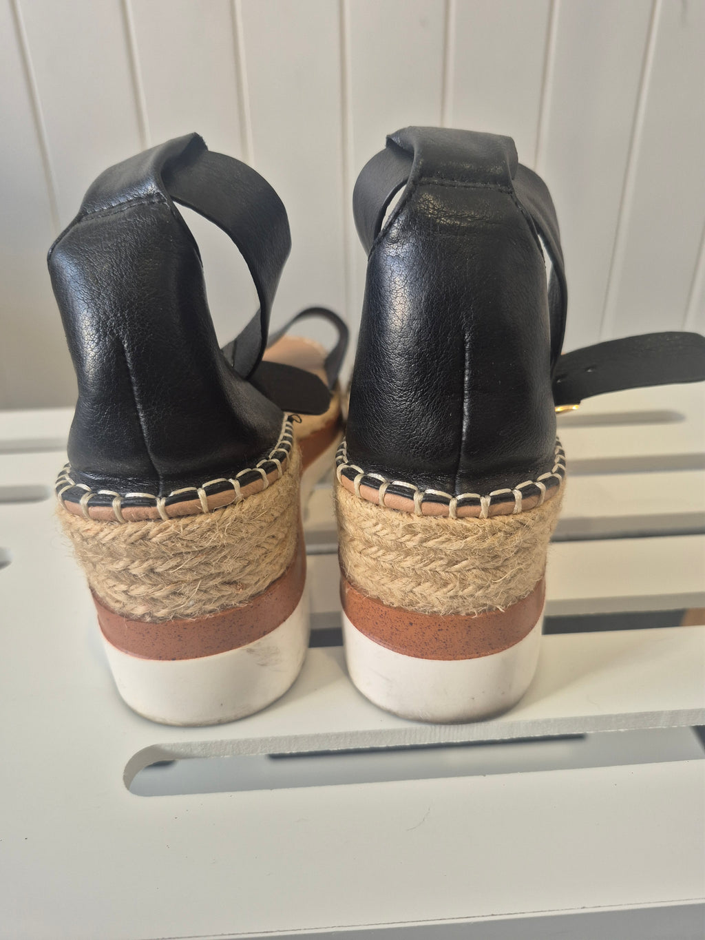 LAT04 -NOVO Black Espadrille Wedge Sandals – Size 9