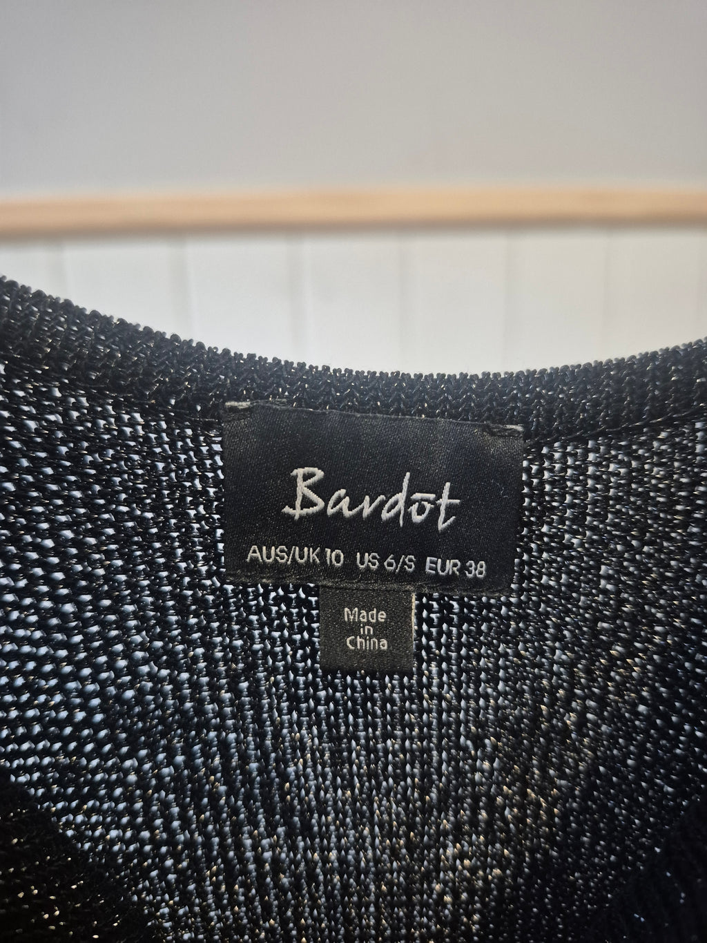 LAT08 - Bardot Black Mesh Evening Dress – Size 10