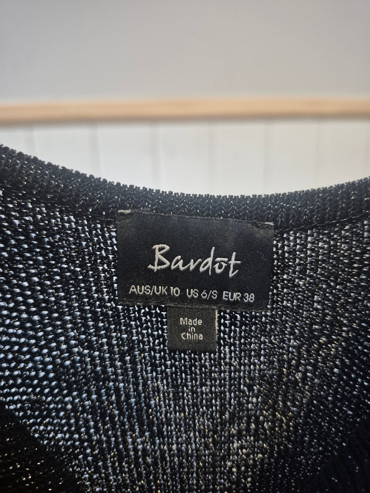 LAT08 - Bardot Black Mesh Evening Dress – Size 10