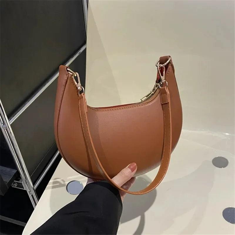 Half Moon Shoulder Bag - Minimalist Crescent Handbag
