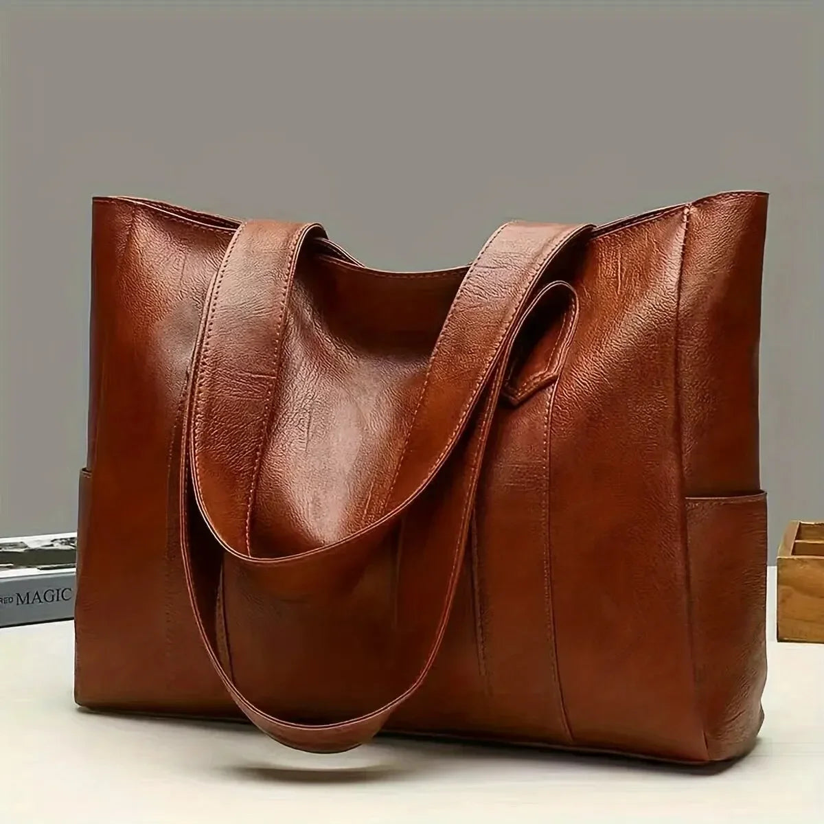 Classic Large Capacity Leather Tote Bag