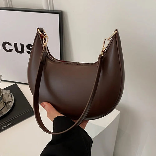 Half Moon Shoulder Bag - Minimalist Crescent Handbag