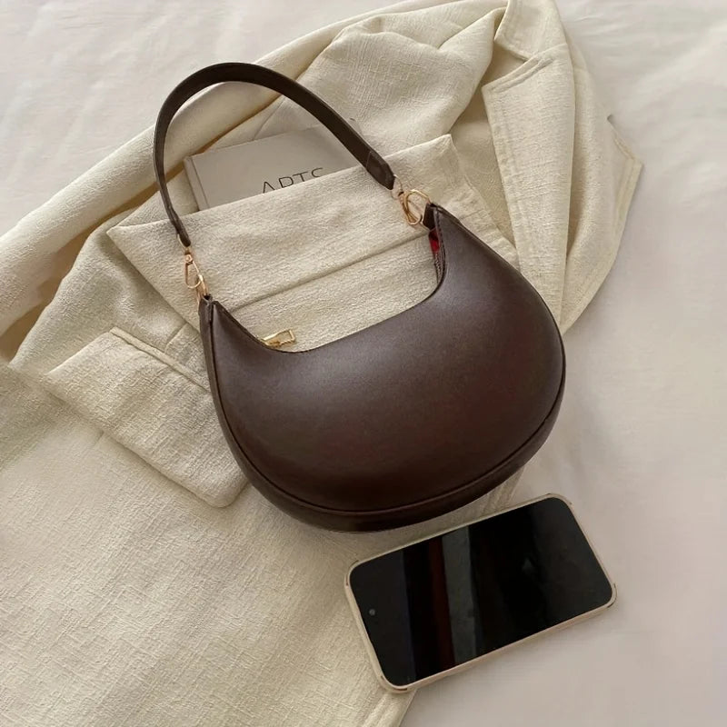 Half Moon Shoulder Bag - Minimalist Crescent Handbag