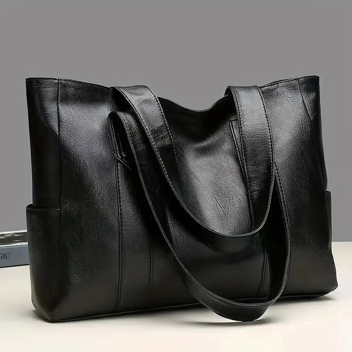 Classic Large Capacity Leather Tote Bag