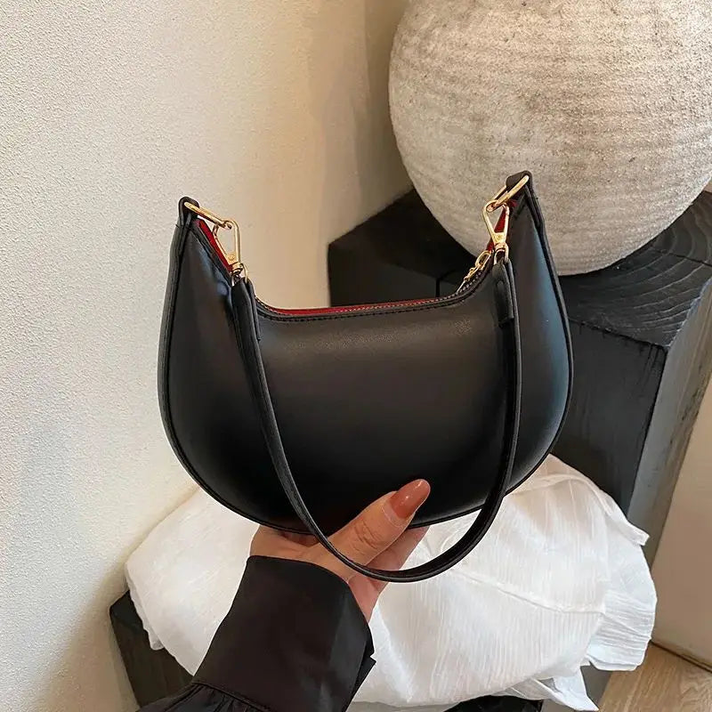 Half Moon Shoulder Bag - Minimalist Crescent Handbag