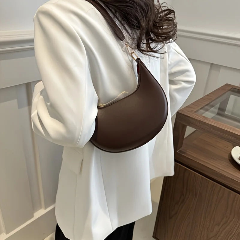 Half Moon Shoulder Bag - Minimalist Crescent Handbag